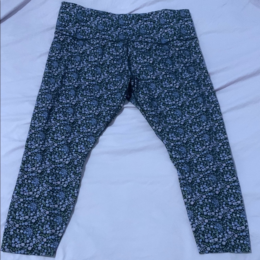 Knix capris with Blue and Green Floral Pattern